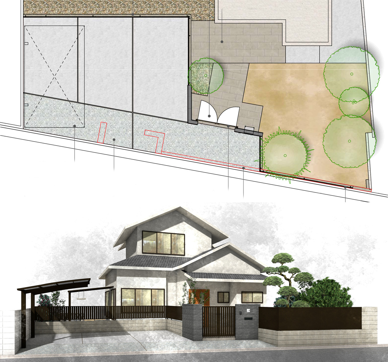 姫路市の外構・エクステリア・造園工事施工例 ご提案図面 にわいろSTYLE 株式会社庭彩