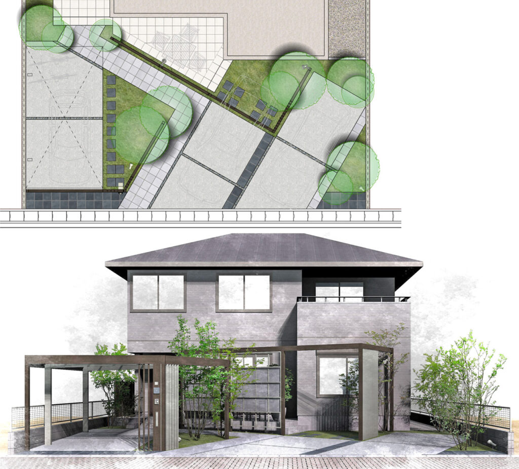 姫路市の外構・エクステリア・造園工事施工例 設計図面 にわいろSTYLE 株式会社庭彩