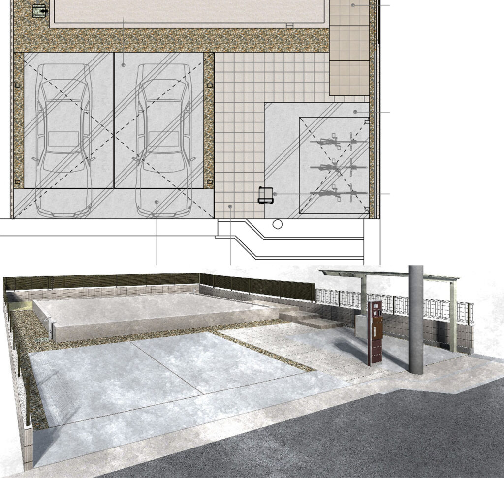 姫路市の外構・エクステリア・造園工事施工例 設計図面 にわいろSTYLE 株式会社庭彩