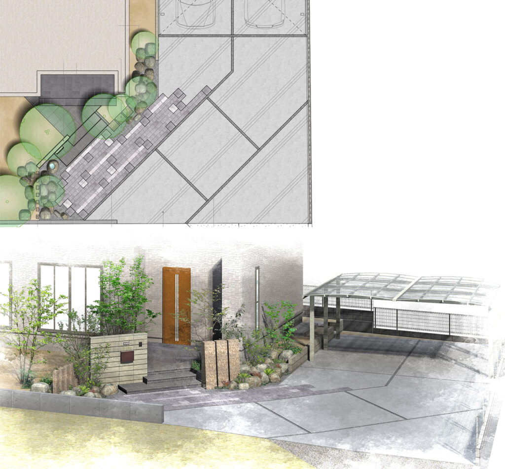 姫路市の外構・エクステリア・造園工事施工例 設計図面 にわいろSTYLE 株式会社庭彩